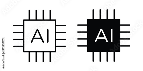 Ai tech icon outline pictogram. Flat Symbols.