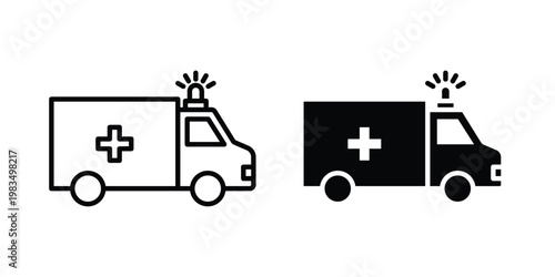 Ambulance icon outline pictogram. Flat Symbols.