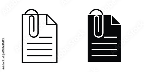 Attach document icon outline pictogram. Flat Symbols.