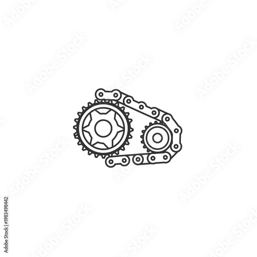 Mechanical gear and chain drive mechanism diagram