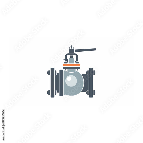 Industrial ball valve with flanged ends for piping systems