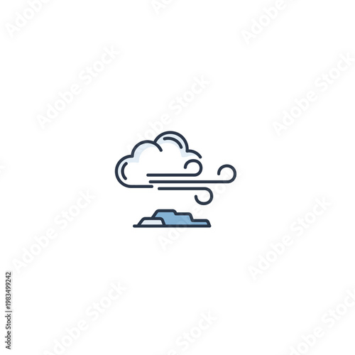 Windy weather icon with cloud and air currents with weather forecast