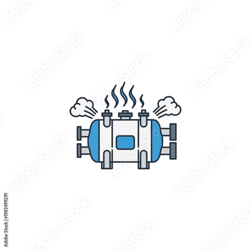 Pressurized steam boiler industrial equipment icon