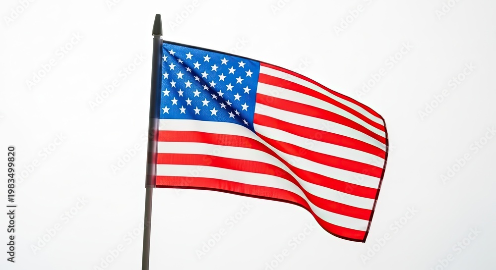 Fototapeta premium Celebrating flag day a waving american flag on a pole patriotic symbolism