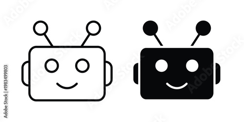 Bot icon outline pictogram. Flat Symbols.