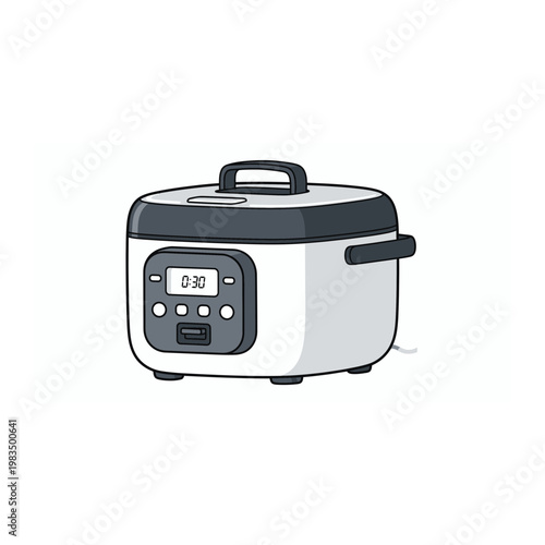 Modern digital electric rice cooker appliance graphic