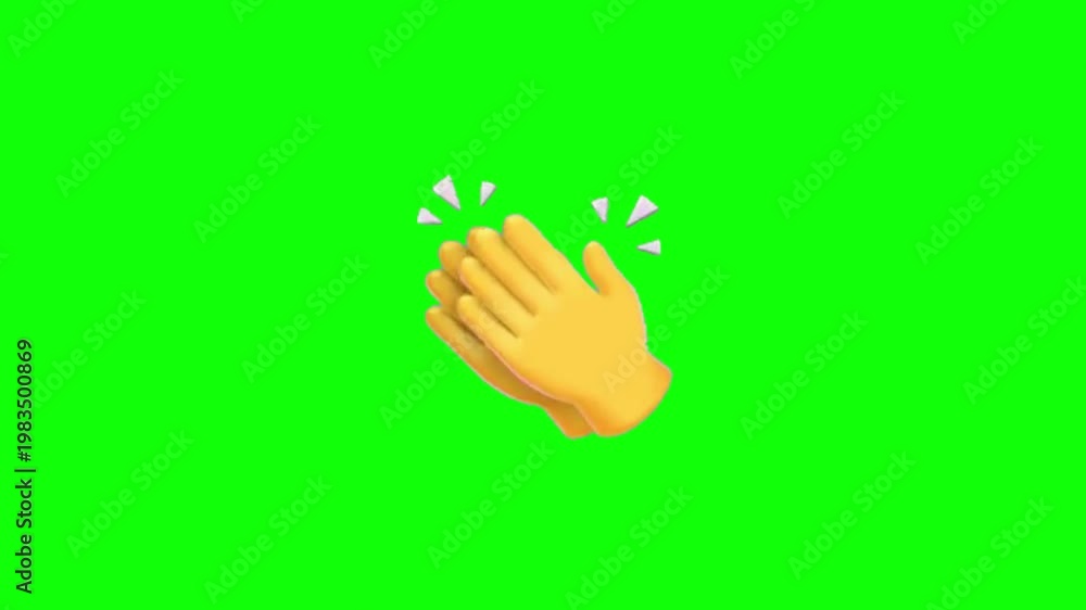 Animated clapping hands emoji on green screen. Symbol of applause ...