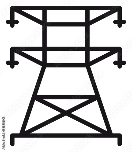 Tableau sur toile Minimalist black vector icon of an electric power transmission tower or pylon, symbolizing electricity supply, energy infrastructure, high voltage power lines, and industrial utility systems
