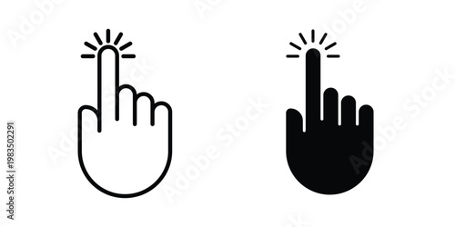 Click Hand icon outline pictogram. Flat Symbols.