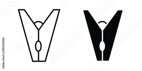 Clothespin icon outline pictogram. Flat Symbols.