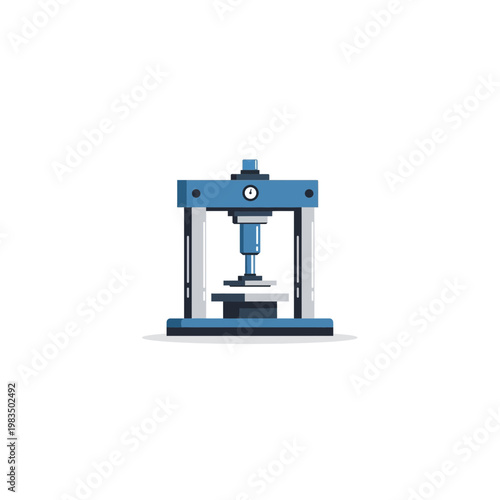 Industrial blue hydraulic press machine isolated