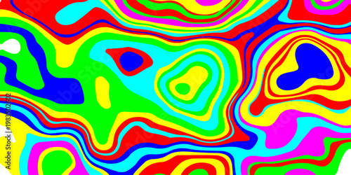 Dynamic Multicolored Contours and Hypnotic Fluid Patterns. Vibrant Psychedelic Liquid Waves Flowing Through a Surreal Neon Dreamscape of Endless Motion and Radiant Energy