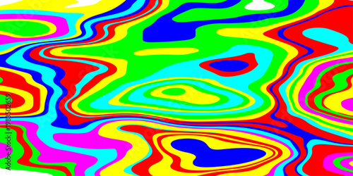 Dynamic Multicolored Contours and Hypnotic Fluid Patterns. Vibrant Psychedelic Liquid Waves Flowing Through a Surreal Neon Dreamscape of Endless Motion and Radiant Energy