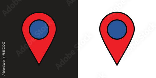 red map pin location marker flat design vector illustration