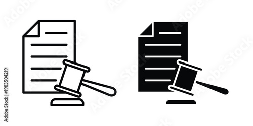 Court decision icon outline pictogram. Flat Symbols.