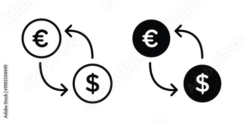 Currency exchange icon outline pictogram. Flat Symbols.