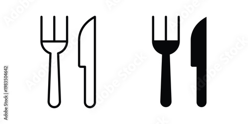 Cutlery icon outline pictogram. Flat Symbols.