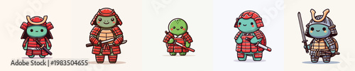cute turtle vector wearing samurai armor