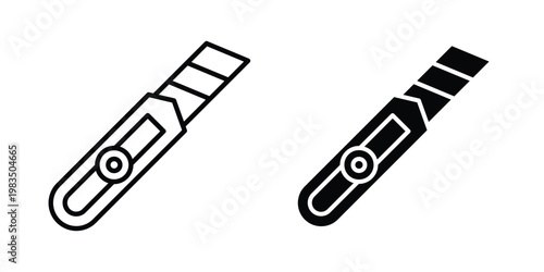 Cutter Knife icon outline pictogram. Flat Symbols.