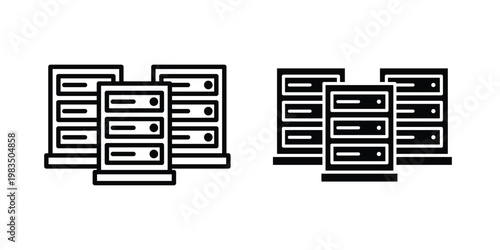 Data center icon outline pictogram. Flat Symbols.