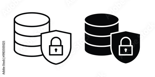 Data security icon outline pictogram. Flat Symbols.