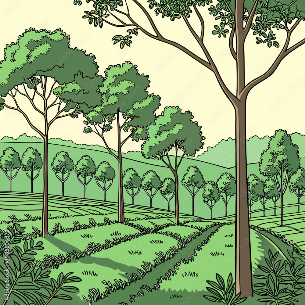 Obraz premium A pixelated image of a forest with trees and grass