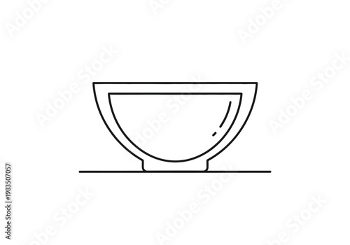 Clean line art illustration of an empty kitchen bowl