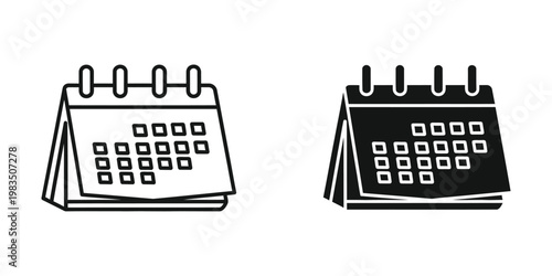 Illustration of two calendar designs with different color schemes and ring bindings