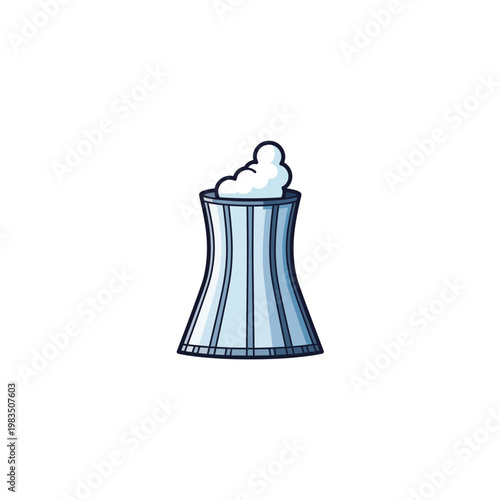 Nuclear power plant cooling tower with emission steam cloud