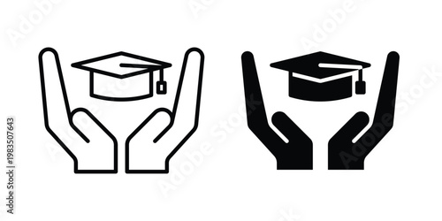 Education insurance icon outline pictogram. Flat Symbols.