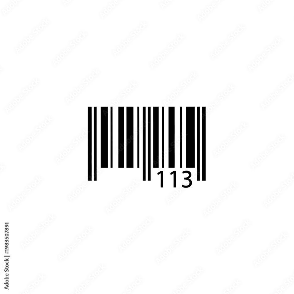 Fototapeta premium Product barcode scan graphic with right aligned tracking number 113