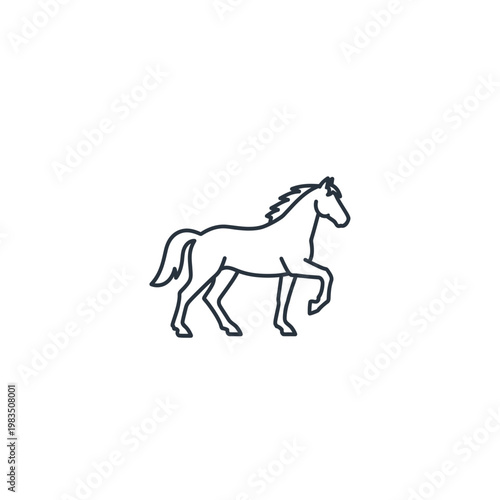 Minimalist outline drawing of a prancing horse