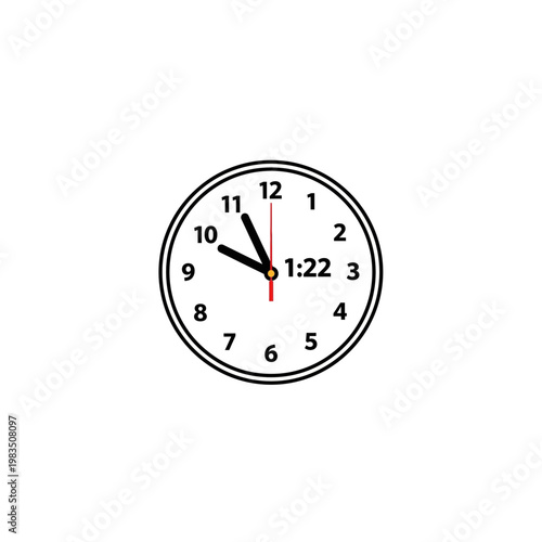 Analog wall clock face showing time with hour and minute hands with watch face