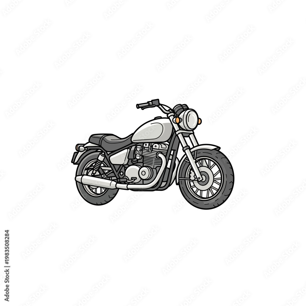 Obraz premium Classic cruiser motorcycle isolated graphic illustration with two wheeler