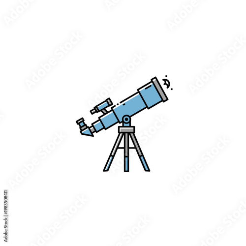 Blue astronomical telescope on tripod stand