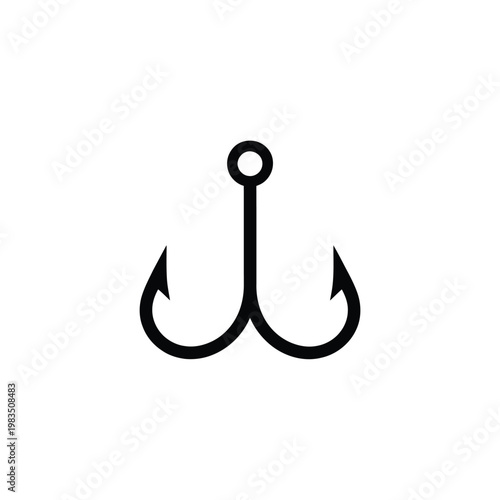 A simple black and white illustration of a triple fishing hook