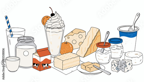 Foods from five groups displayed