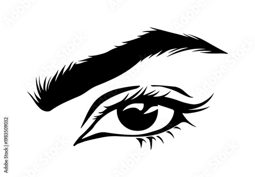 Black eye and eyebrow silhouette, without background