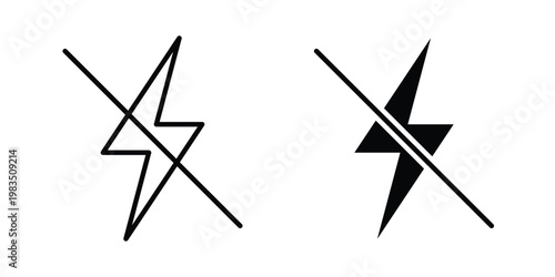 Flash off icon outline pictogram. Flat Symbols.