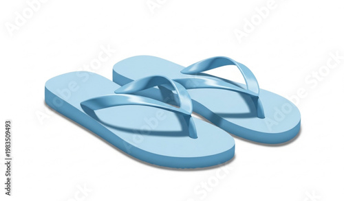 Light Blue Flip Flops Summer Sandals Realistic Vector Illustration