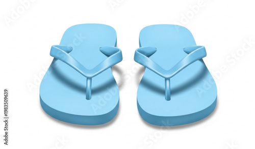 Light Blue Flip Flops Summer Sandals Realistic Vector Illustration