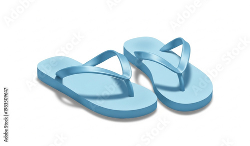 Light Blue Flip Flops Summer Sandals Realistic Vector Illustration