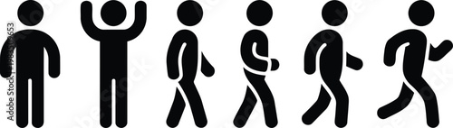 Stick figures depicting human movement and stages of walking