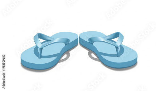Light Blue Flip Flops Summer Sandals Realistic Vector Illustration