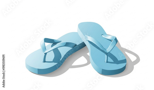 Light Blue Flip Flops Summer Sandals Realistic Vector Illustration