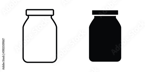 Glass jar icon outline pictogram. Flat Symbols.