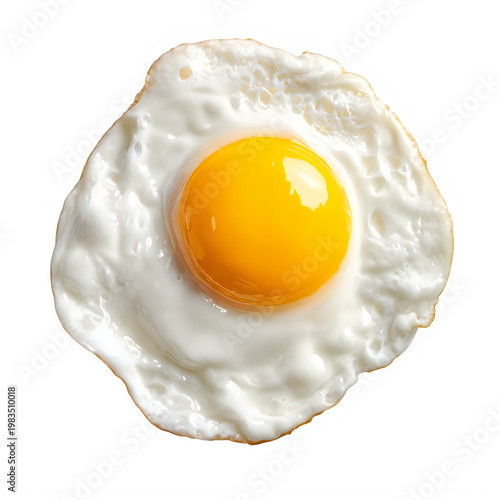 A single sunny side up fried egg isolated on transparent background