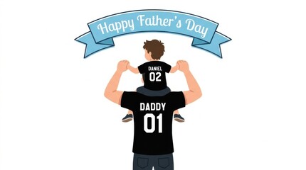 Father Carrying Toddler on Shoulders Father's Day Graphic
