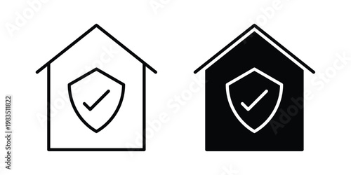 House insurance icon outline pictogram. Flat Symbols.