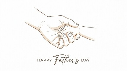 Minimalist Line Art of Child Holding Father's Hand for Father's Day